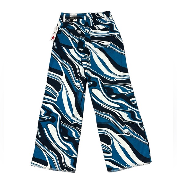 INC Ade Samuel Women's Printed Blue Graphic Wave Runner Wide Straight-Leg Jeans - Picture 13 of 13